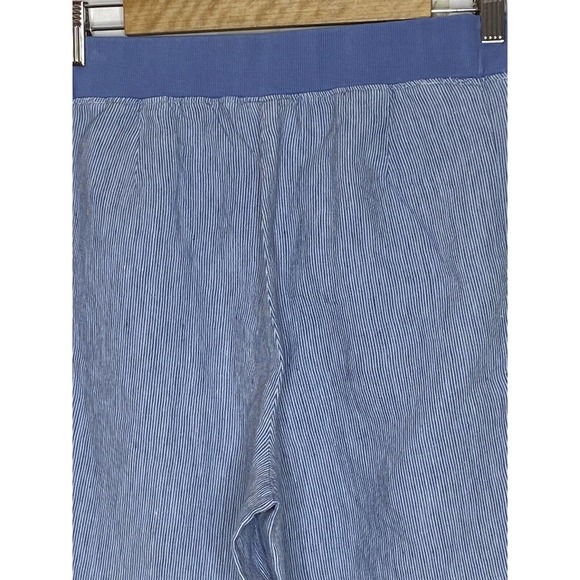 J Jill Love Linen Womens Cropped Wide Leg Pants Sz Medium Striped Pockets Blue - Picture 7 of 9